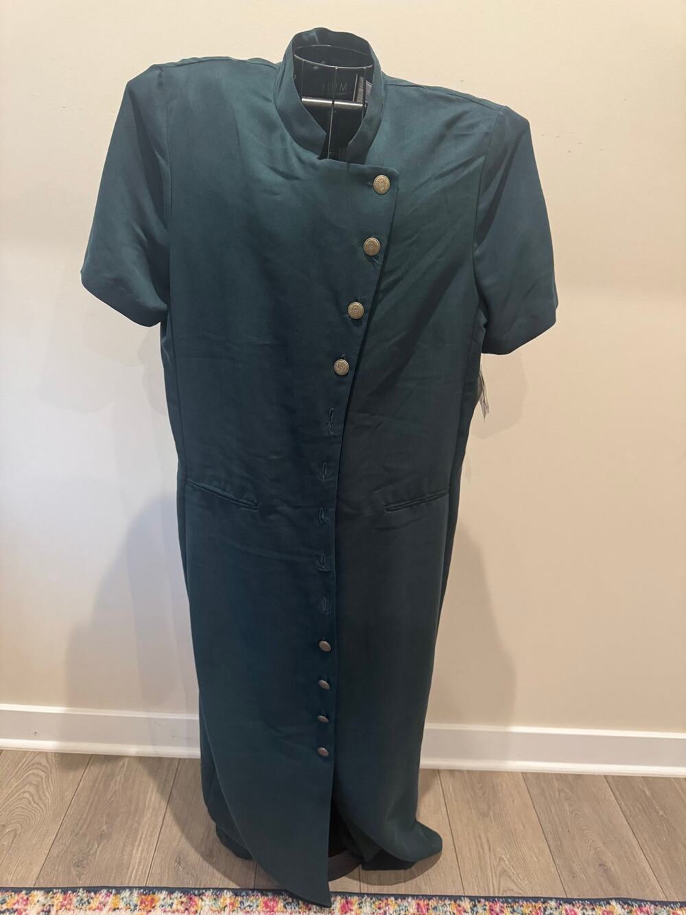 NWT M.H.M. Misses Dark Teal Button Front Maxi Dress Size 16 Vintage Style